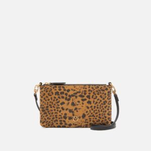 Bustina piccola a tracolla in suede leopardato