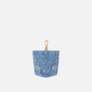 Charm portacarte a forma di tasca in denim