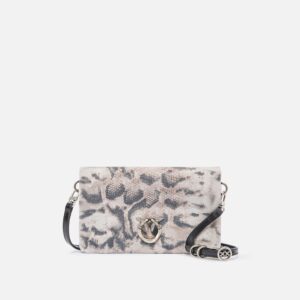 Pochette a tracolla piccola Love Bag Click Soft Horizontal Mini in suede stampa pitone