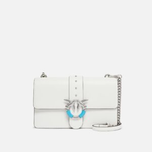 Borsa a spalla media Love Bag One in pelle con fibbia turchese
