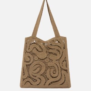 Borsa shopper media in tessuto crochet geometrico